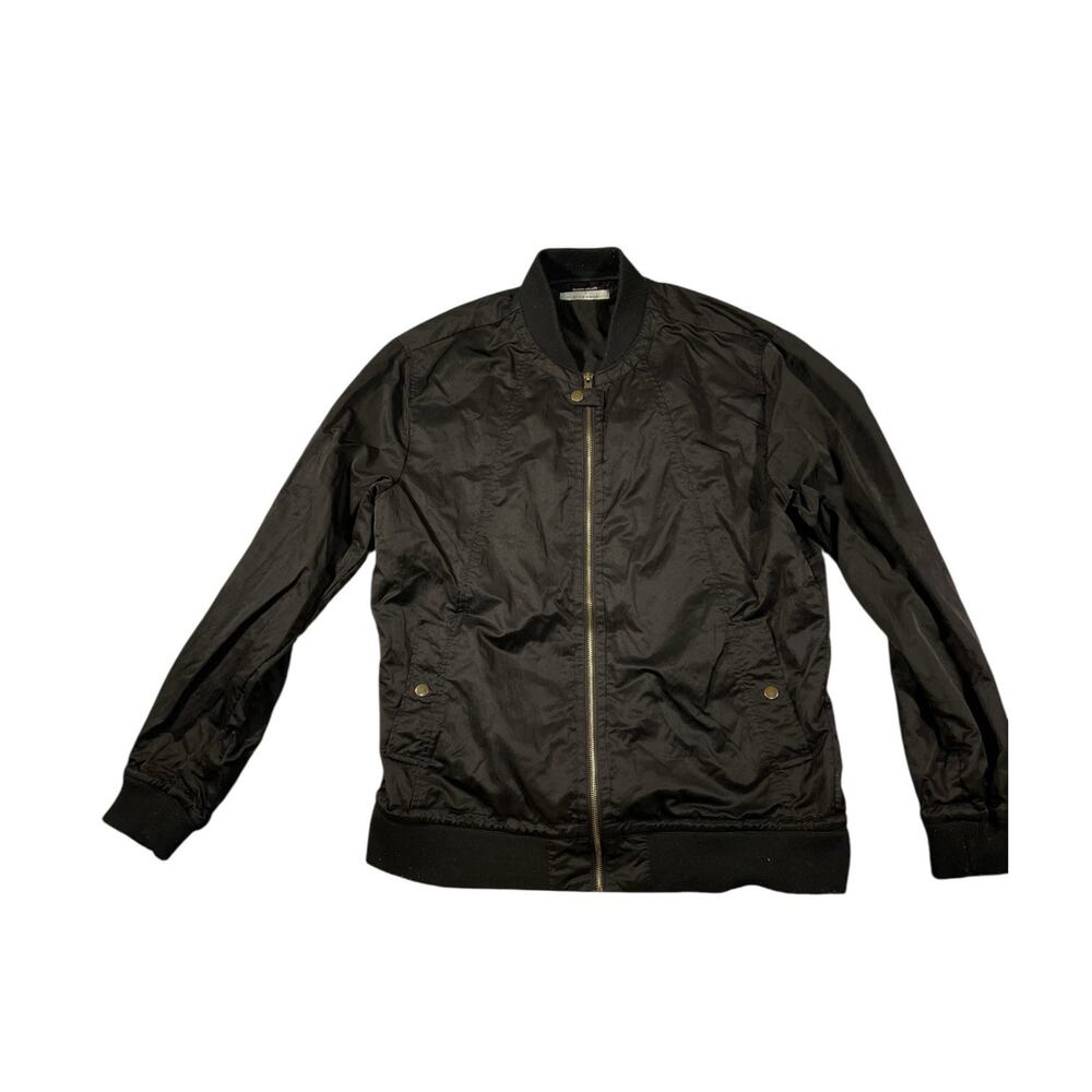 Robert Geller Five Four Black Bomber Jacket Mens Ribbed Collar
